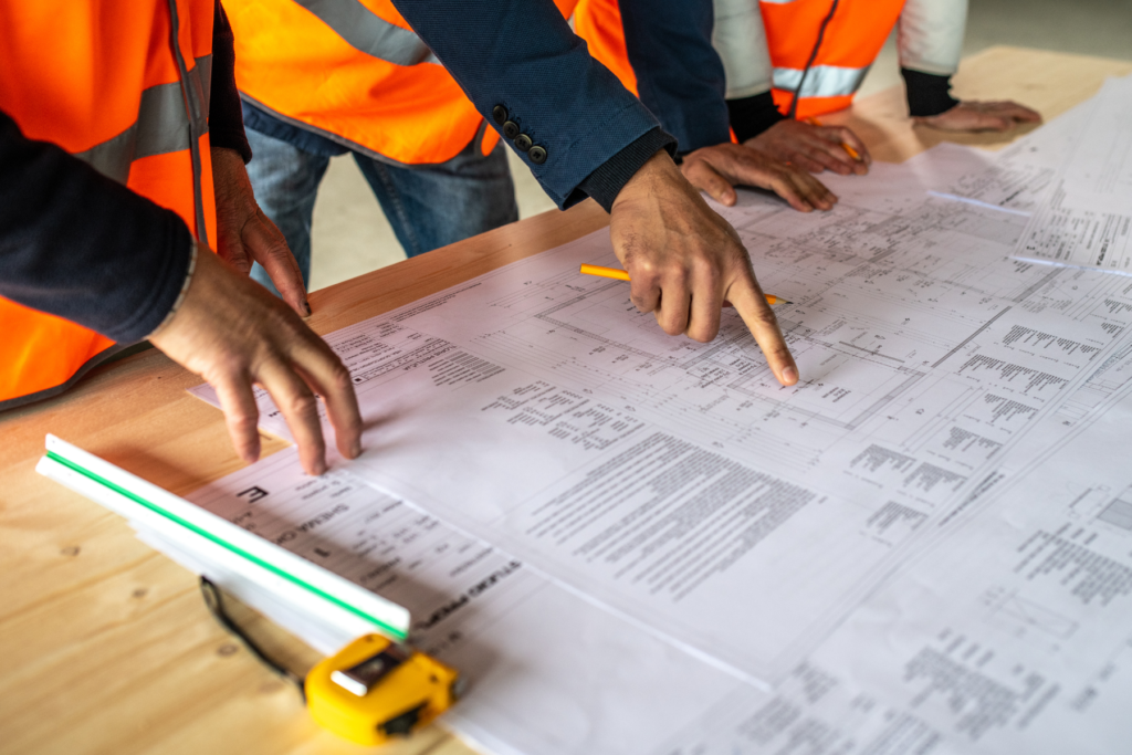 home construction team planning